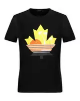 new dsquared herren t-shirt col round maple leaf black